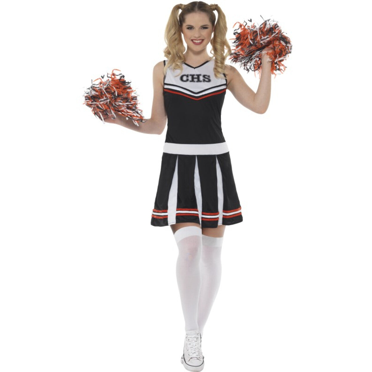Op deze afbeelding zie je een Kostuums, van het merk Smiffy's. Zwart Go Highschool Cheerleader Vrouw Kostuum