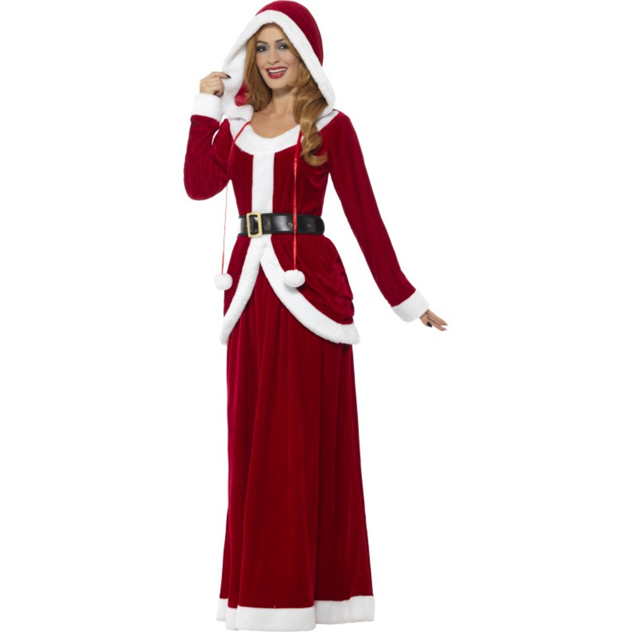 Op deze afbeelding zie je een Kostuums, van het merk Smiffy's. Mooie Warm Rode Kerst Vrouw Kostuum