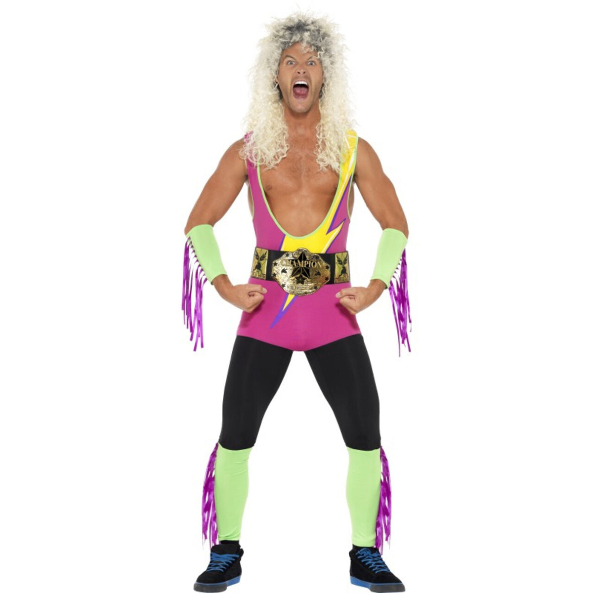 Op deze afbeelding zie je een Kostuums, van het merk Smiffy's. Hulk Hogan Retro Wrestler Wwe Man Kostuum