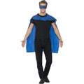 Blauwe Cape En Oogmasker Superheld Kostuum