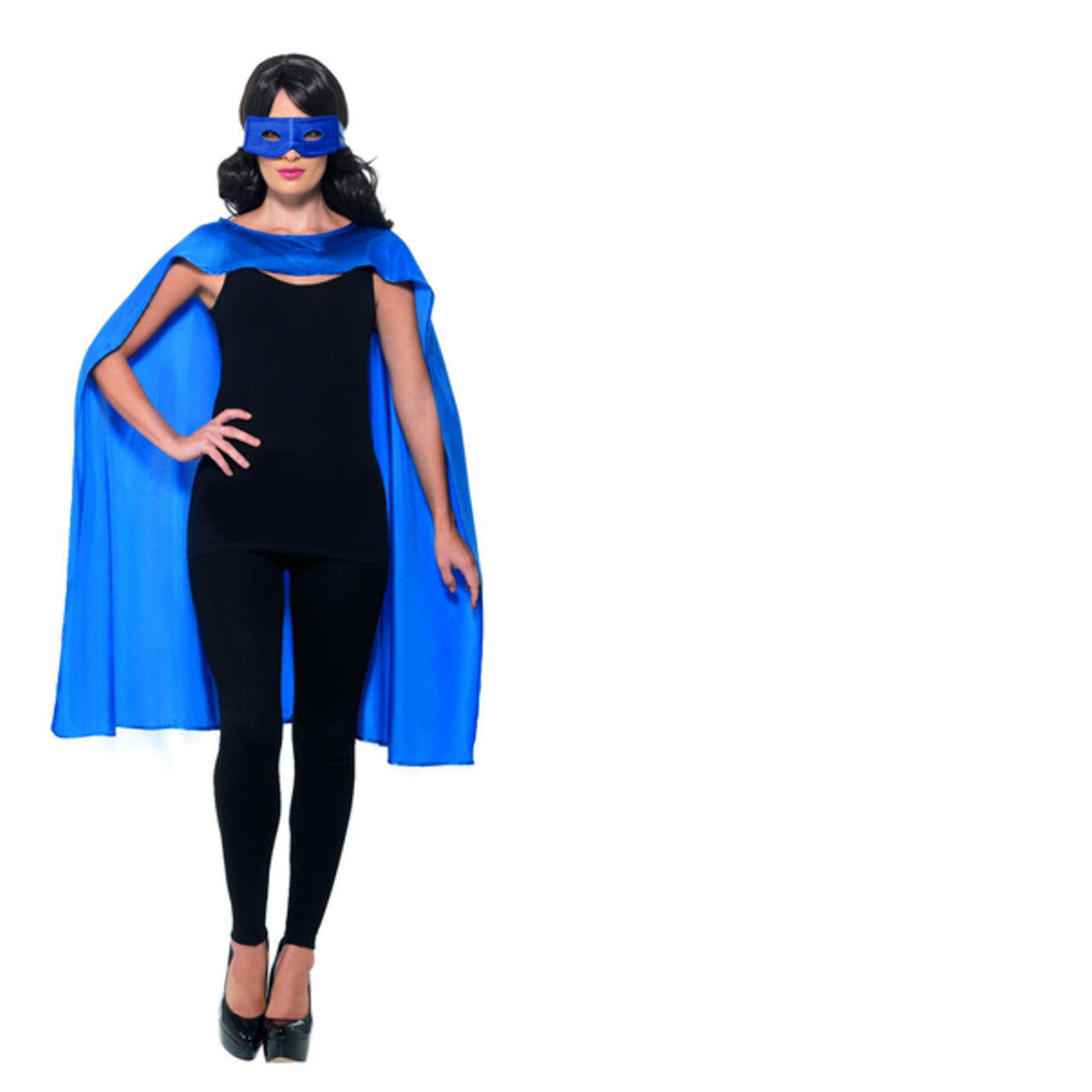 Op deze afbeelding zie je een Kostuums, van het merk Smiffy's. Blauwe Cape En Oogmasker Superheld Kostuum