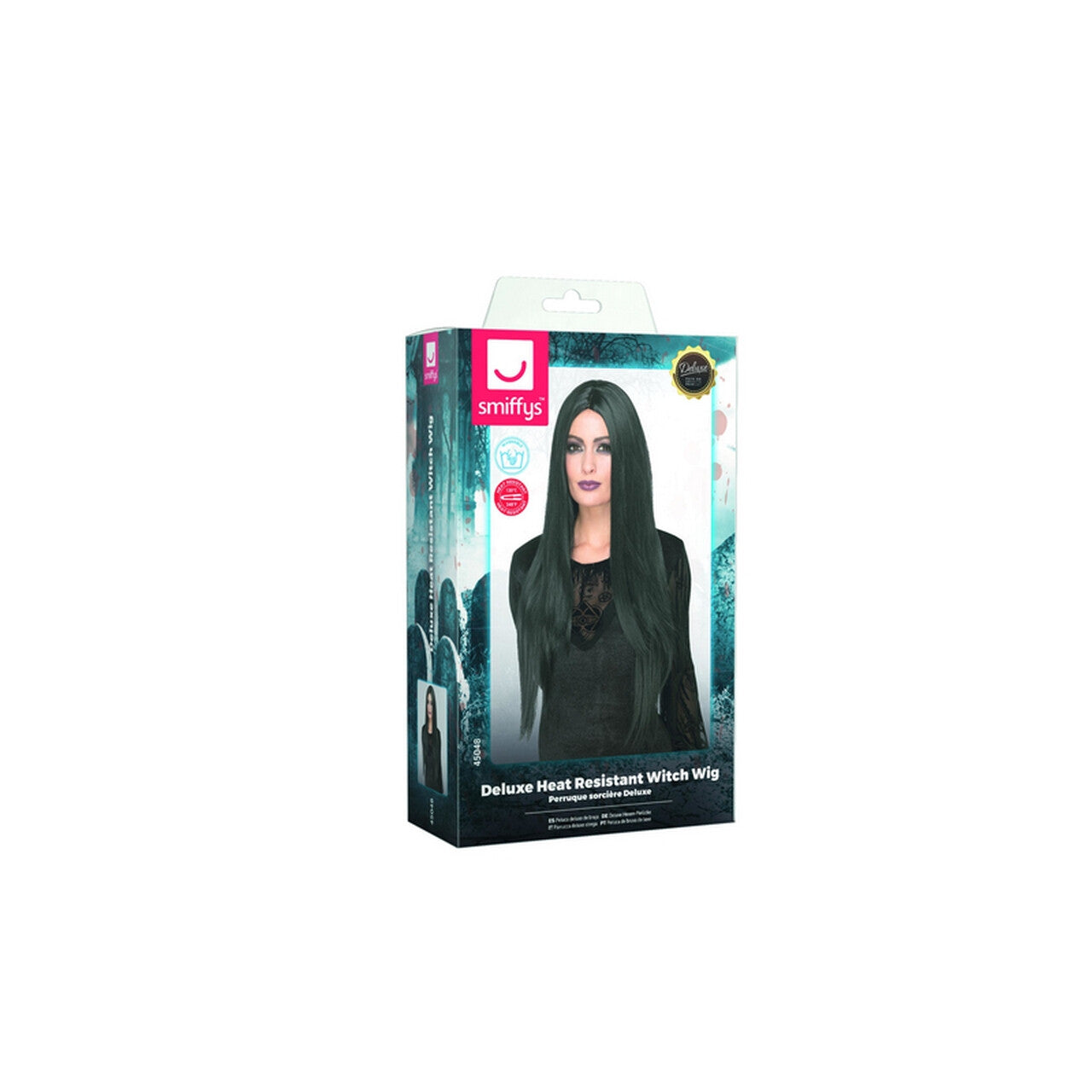 Op deze afbeelding zie je een Accessoires, van het merk Smiffy's. Morticia Zwarte Lange Pruik