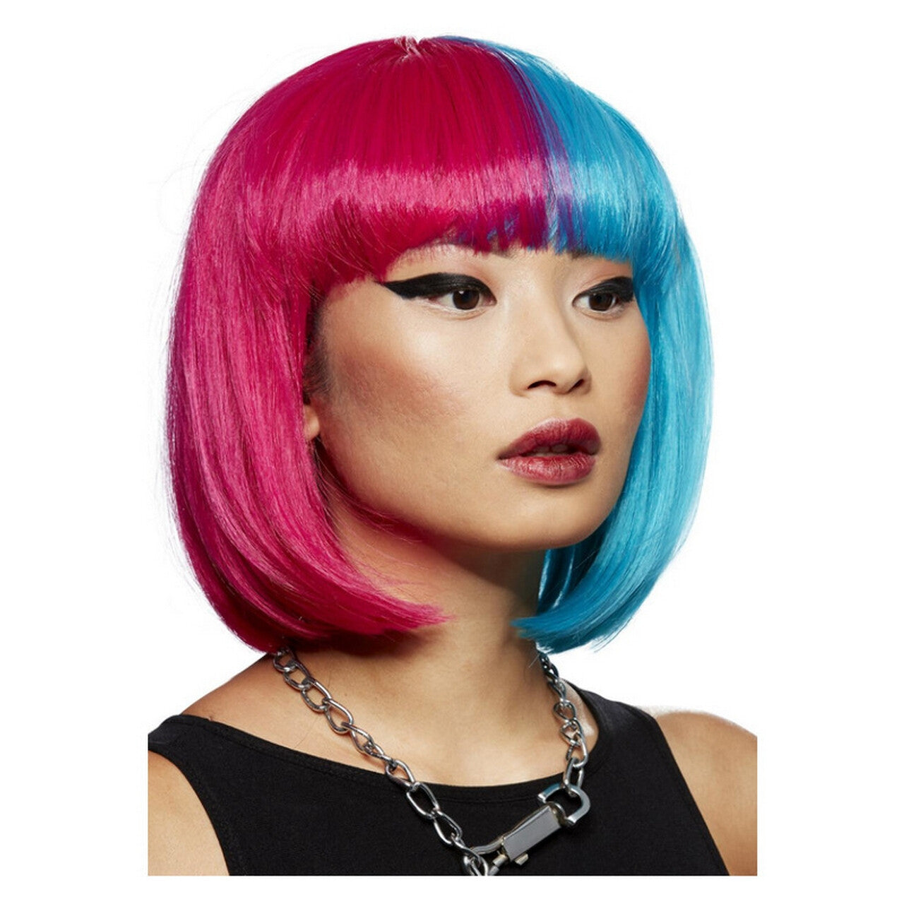 Op deze afbeelding zie je een Accessoires, van het merk Smiffy's. Blue Valentine Roze Blauw Pruik