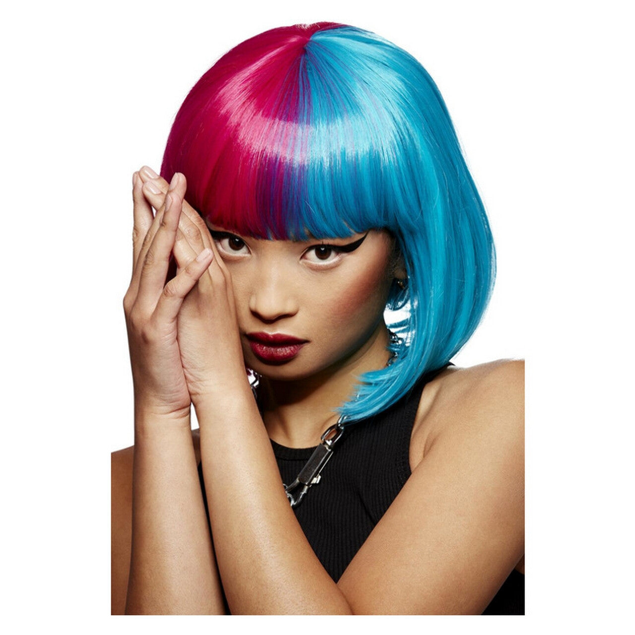 Op deze afbeelding zie je een Accessoires, van het merk Smiffy's. Blue Valentine Roze Blauw Pruik