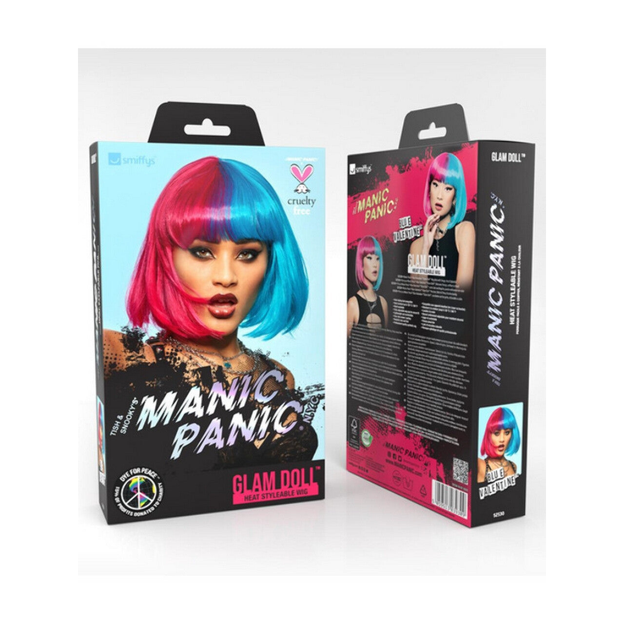 Op deze afbeelding zie je een Accessoires, van het merk Smiffy's. Blue Valentine Roze Blauw Pruik