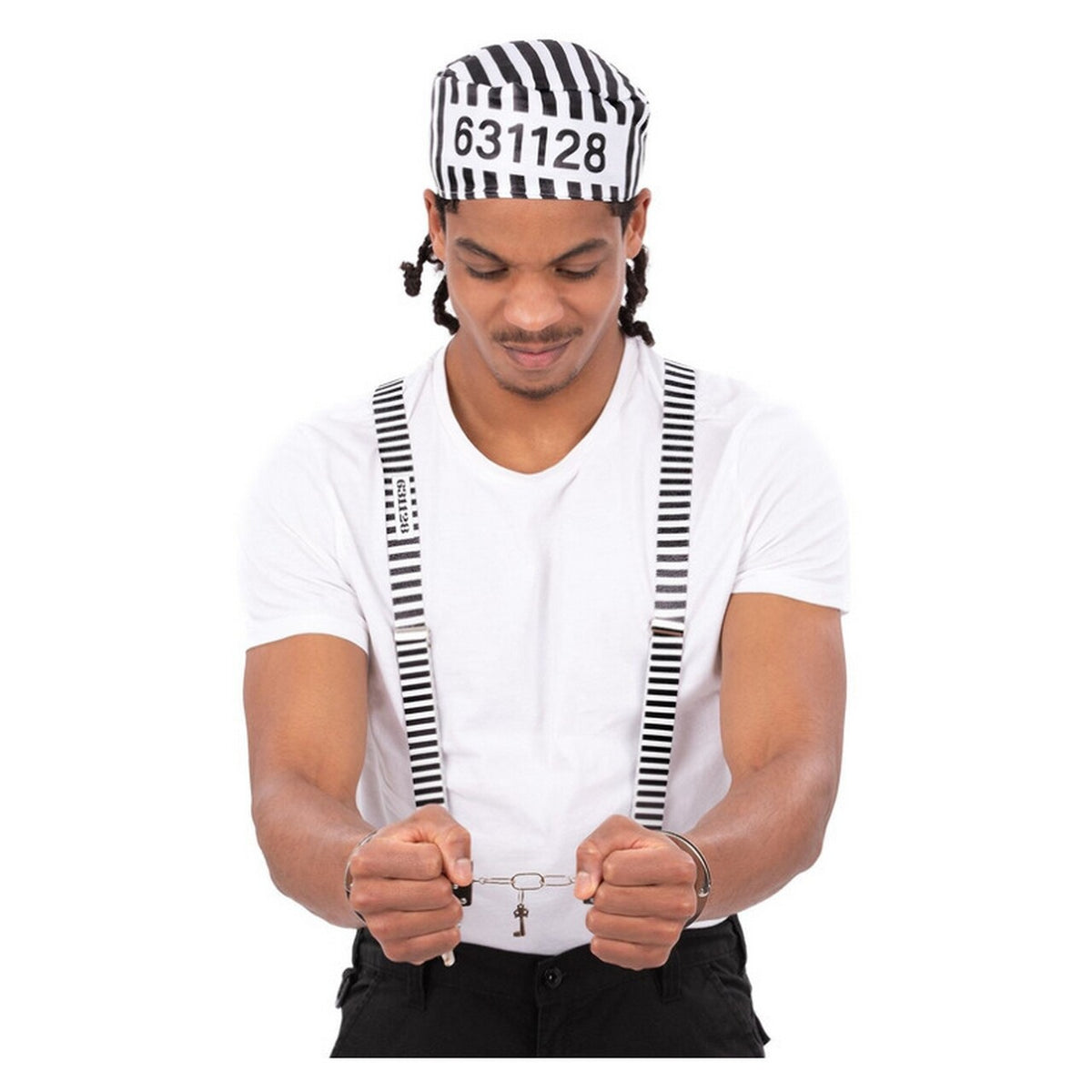 Op deze afbeelding zie je een Accessoires, van het merk Smiffy's. Gestreepte Boef Set