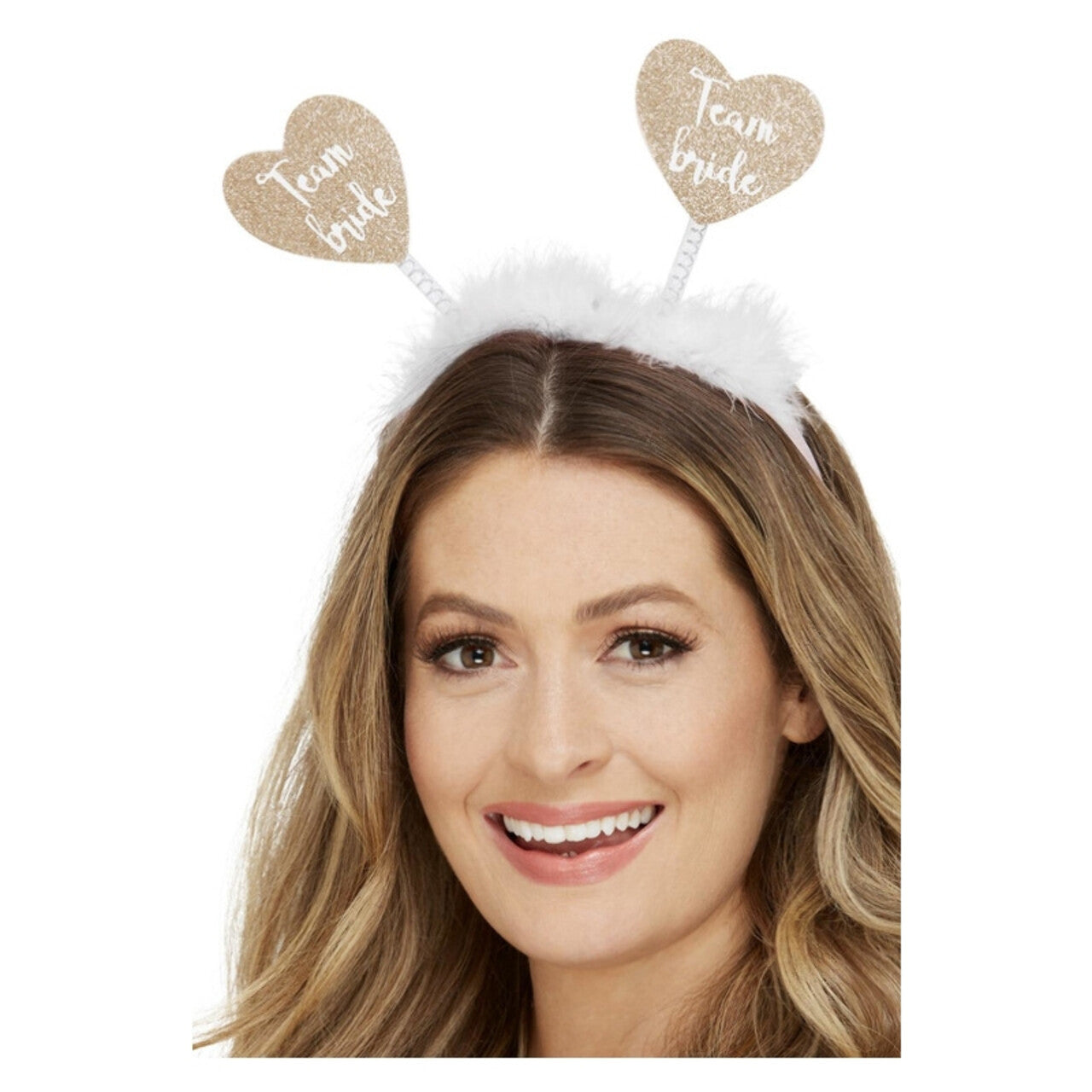 Op deze afbeelding zie je een Accessoires, van het merk Smiffy's. Team Bride Hartjes Bopper Hoofdband