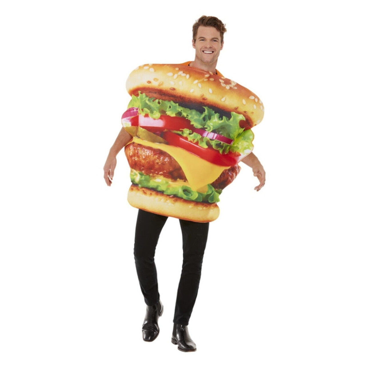 Op deze afbeelding zie je een Kostuums, van het merk Smiffy's. Hamburger Kostuum Man
