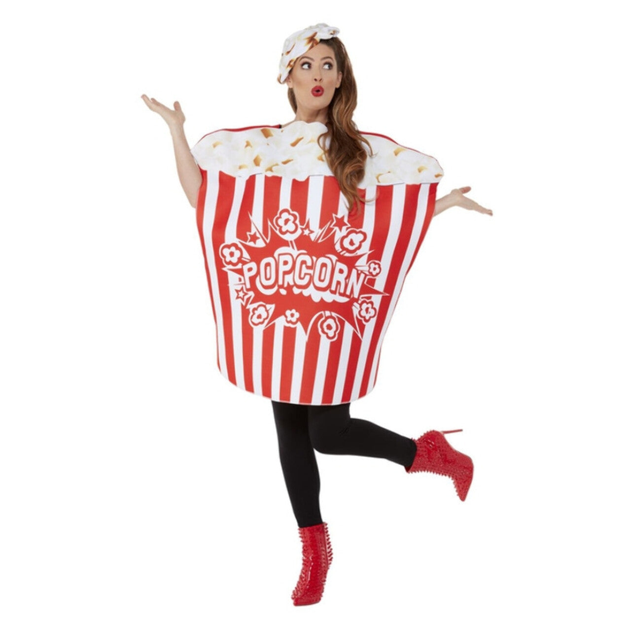 Op deze afbeelding zie je een Kostuums, van het merk Smiffy's. Popcorn Bak Kostuum Vrouw