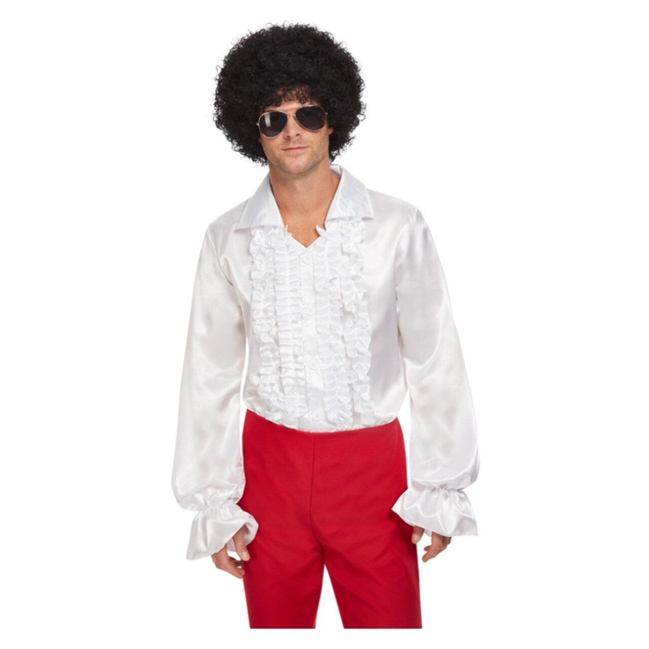 Op deze afbeelding zie je een Kostuums, van het merk Smiffy's. Wit 60s Rouches Hemd Man