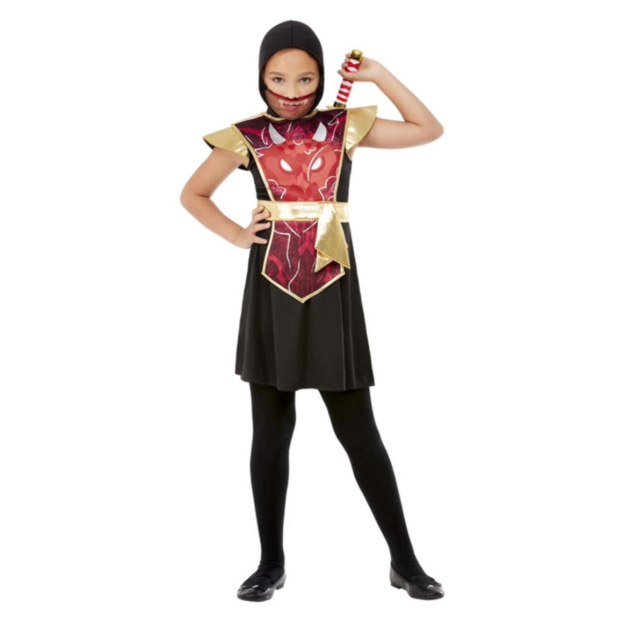 Op deze afbeelding zie je een Kostuums, van het merk Smiffy's. Ninja Warrior Futuristisch Rood Meisje Kostuum