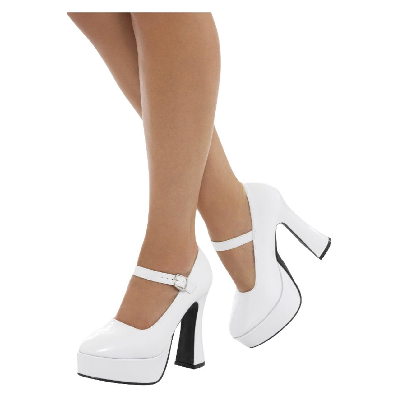 Op deze afbeelding zie je een Accessoires, van het merk Smiffy's. 70s Dansende Witte Schoenen Plateauzolen