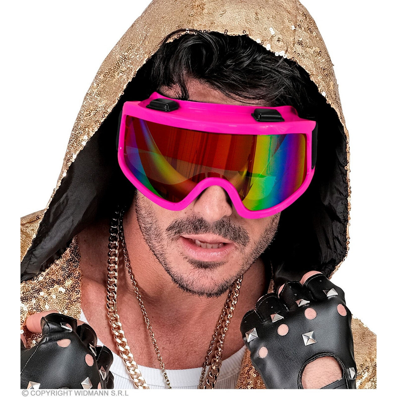 Op deze afbeelding zie je een Accessoires, van het merk Widmann. Ski-Bril 80s Neon Roze