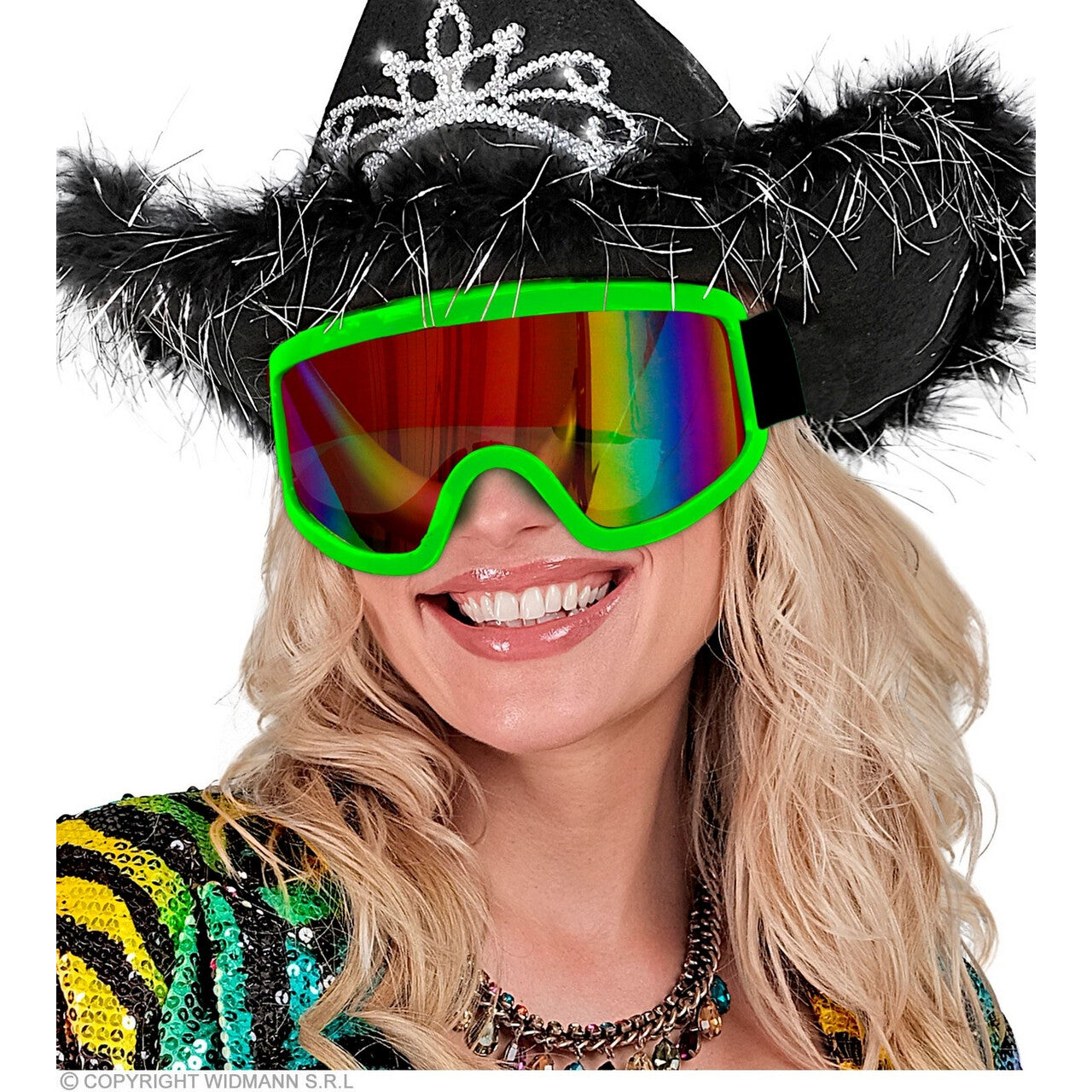 Op deze afbeelding zie je een Accessoires, van het merk Widmann. Ski-Bril 80s Neon Groen