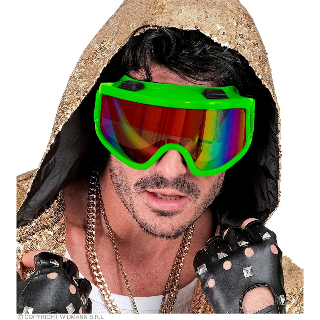 Op deze afbeelding zie je een Accessoires, van het merk Widmann. Ski-Bril 80s Neon Groen