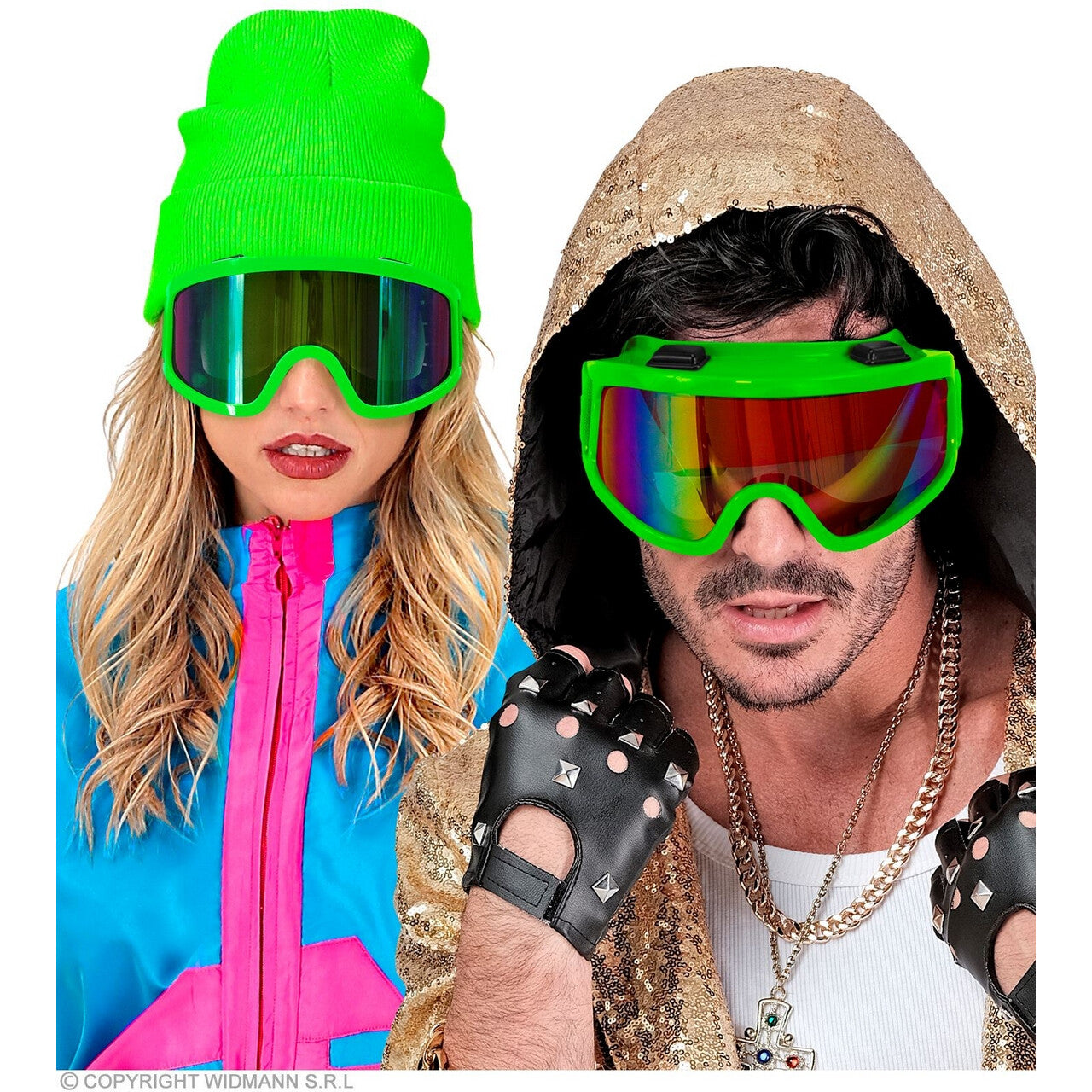 Op deze afbeelding zie je een Accessoires, van het merk Widmann. Ski-Bril 80s Neon Groen