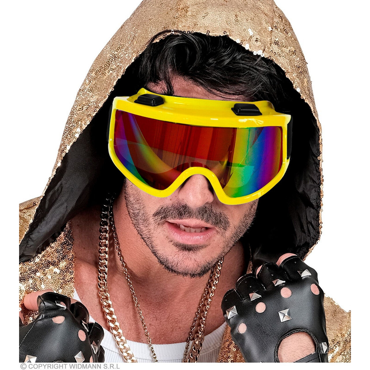Op deze afbeelding zie je een Accessoires, van het merk Widmann. Ski-Bril 80s Neon Geel
