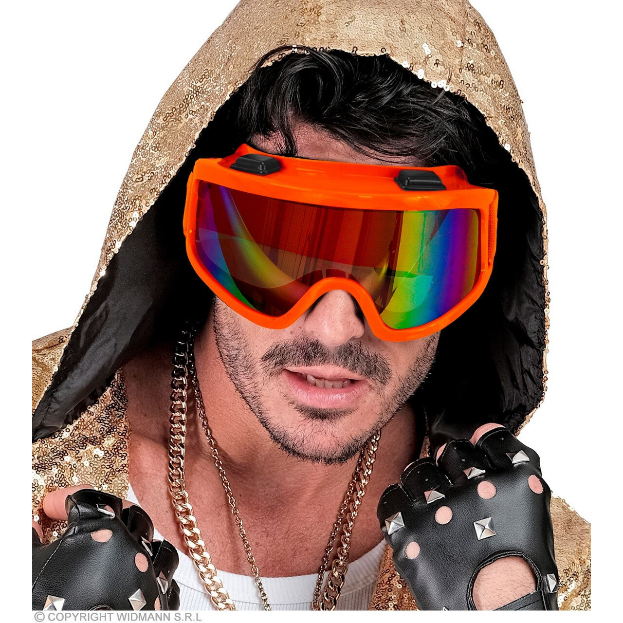 Op deze afbeelding zie je een Accessoires, van het merk Widmann. Ski-Bril 80s Neon Oranje