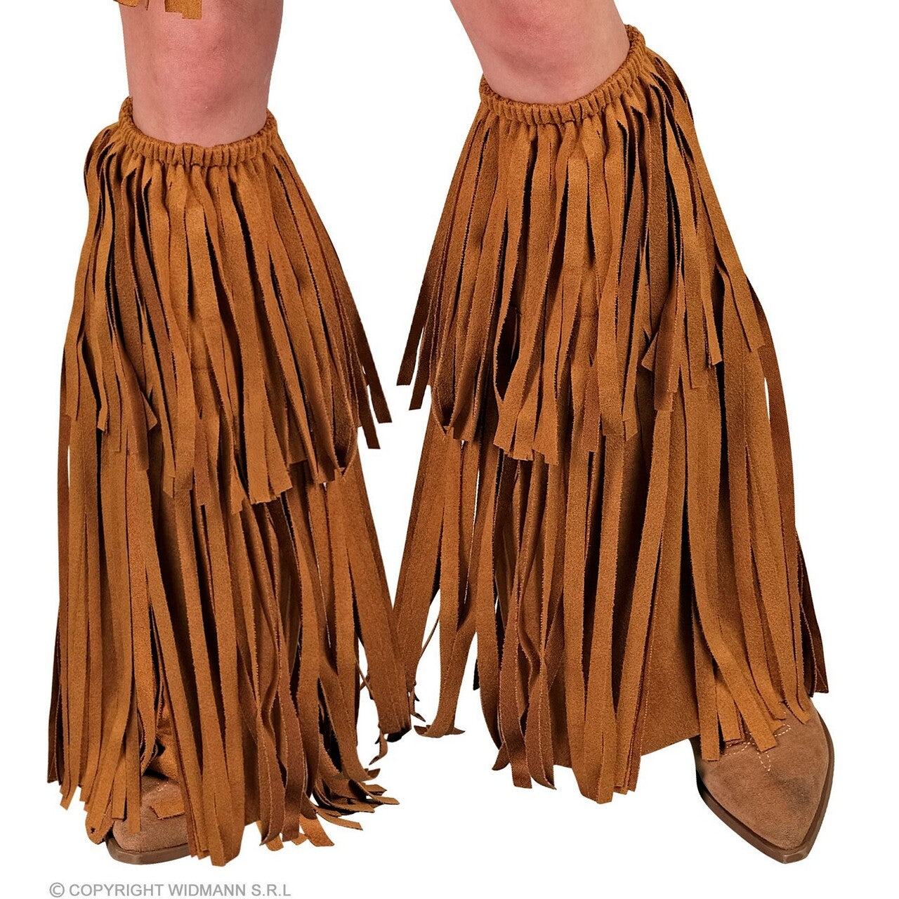Op deze afbeelding zie je een Accessoires, van het merk Widmann. Beenwarmers Met Franjes Bruin