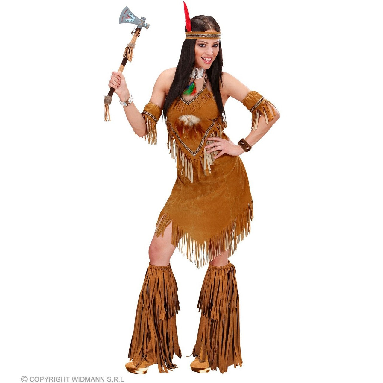 Op deze afbeelding zie je een Accessoires, van het merk Widmann. Beenwarmers Met Franjes Bruin