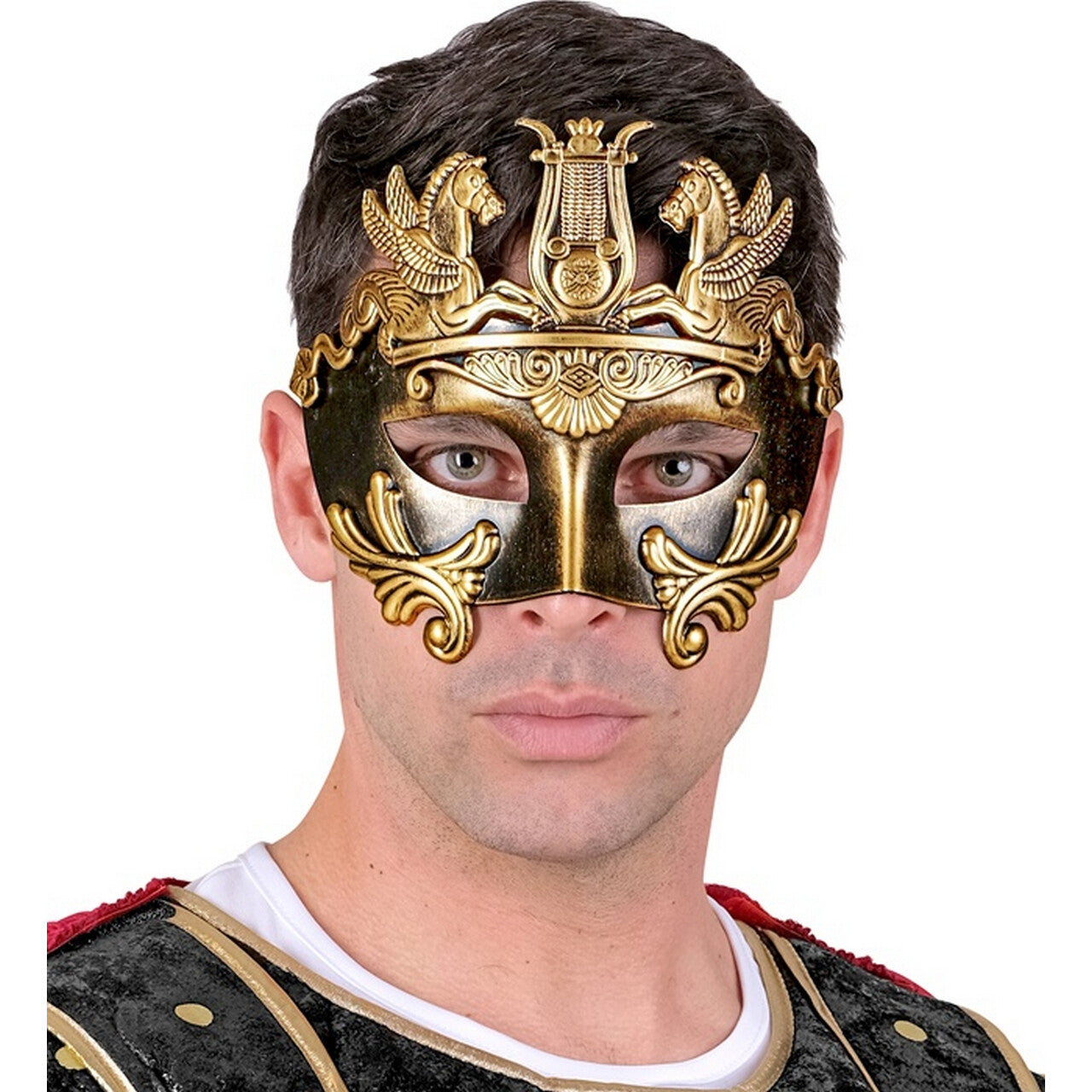Op deze afbeelding zie je een Accessoires, van het merk Widmann. Statig Romeins Oogmasker Goud