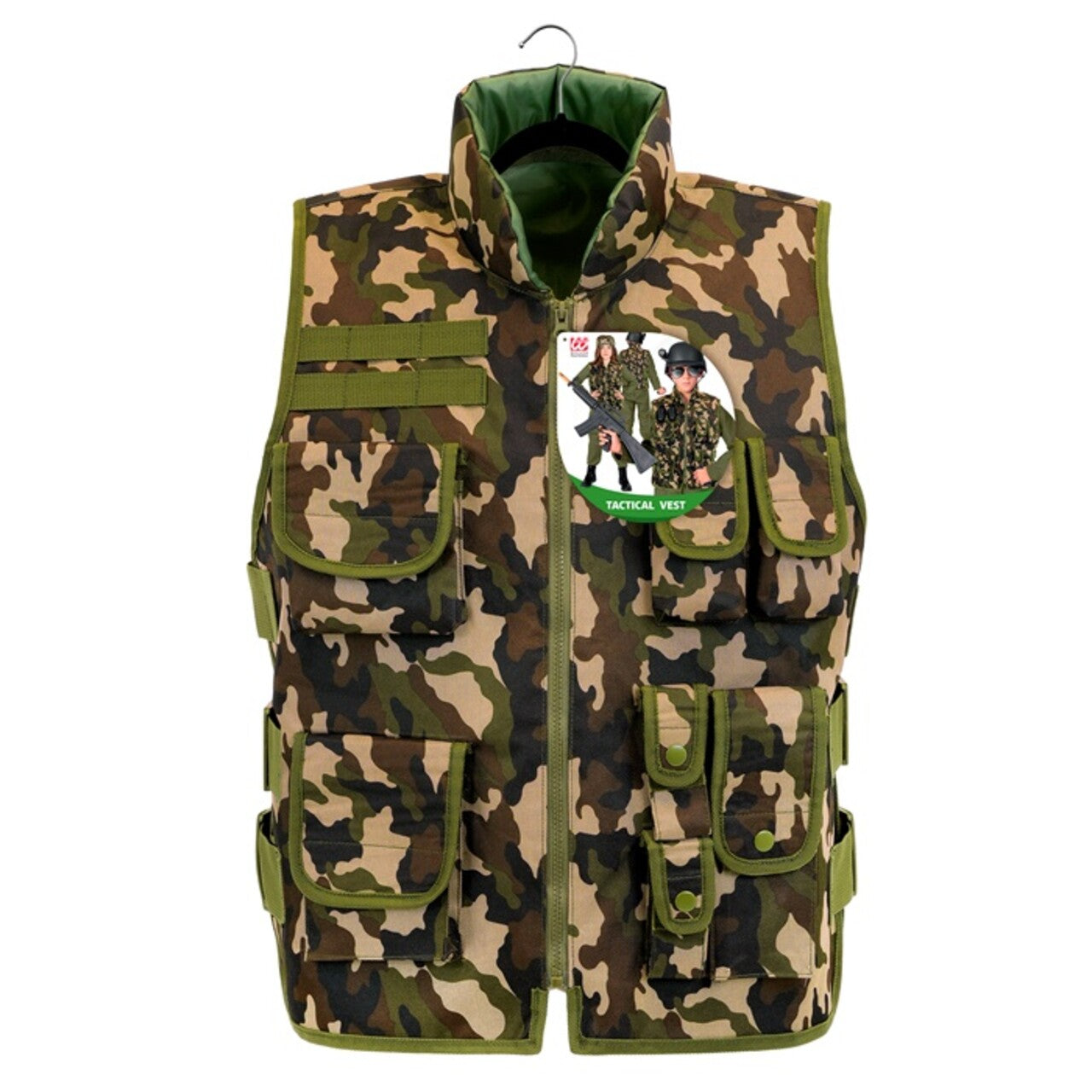 Op deze afbeelding zie je een Kostuums, van het merk Widmann. Army Camouflage Bodywarmer Kind