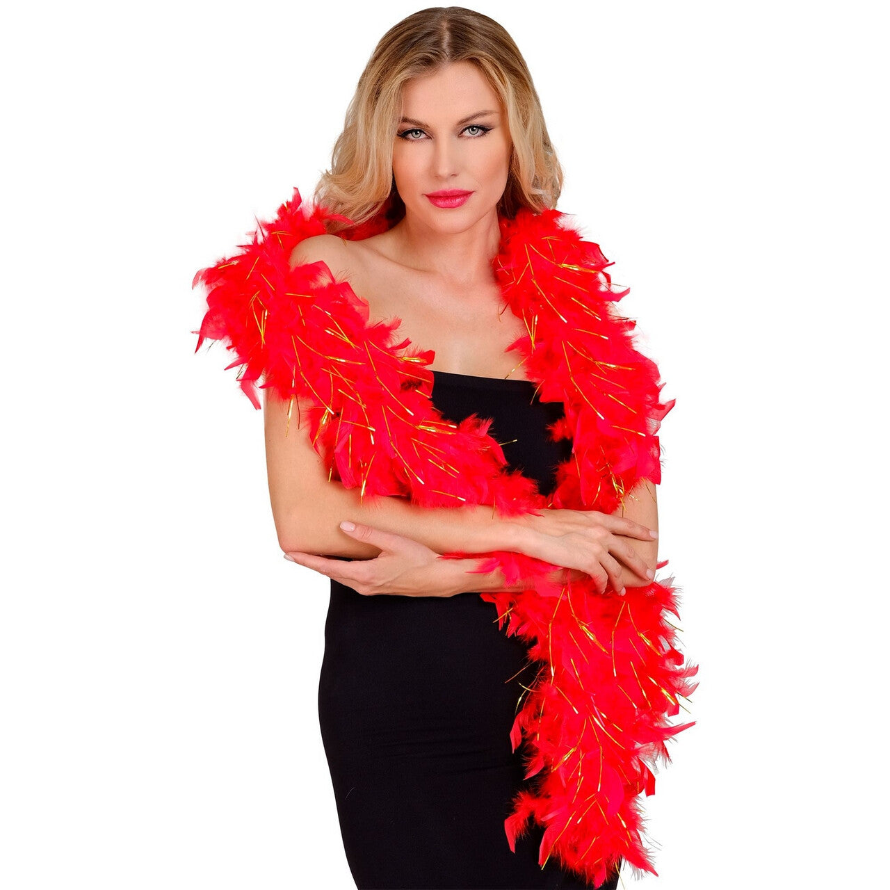 Op deze afbeelding zie je een Accessoires, van het merk Widmann. Boa Rood Goud 180 Centimeter 50 Gram