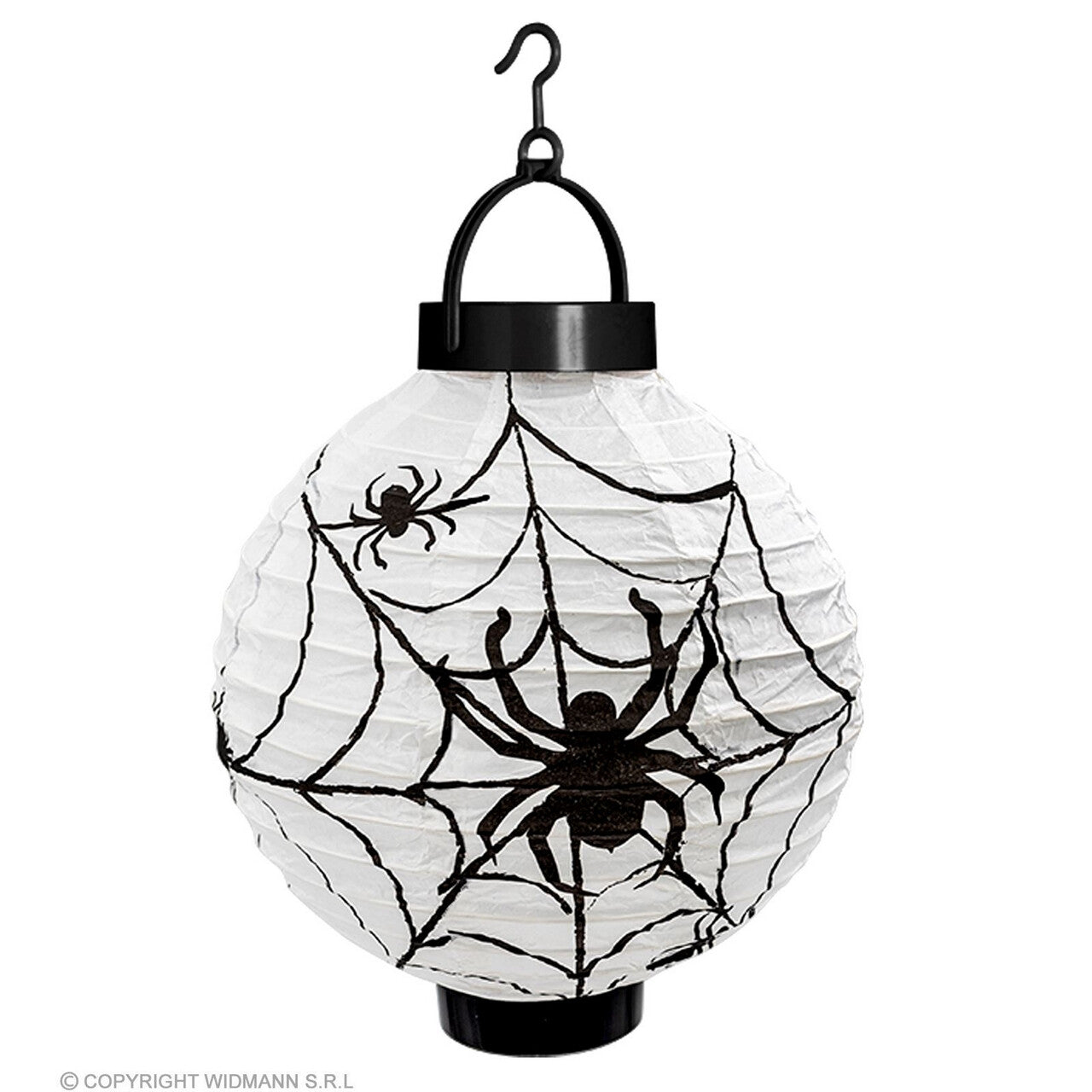 Op deze afbeelding zie je een Decoratie, van het merk Widmann. Lampion Zwarte Weduwe Met Verlichting, 20 Centimeter