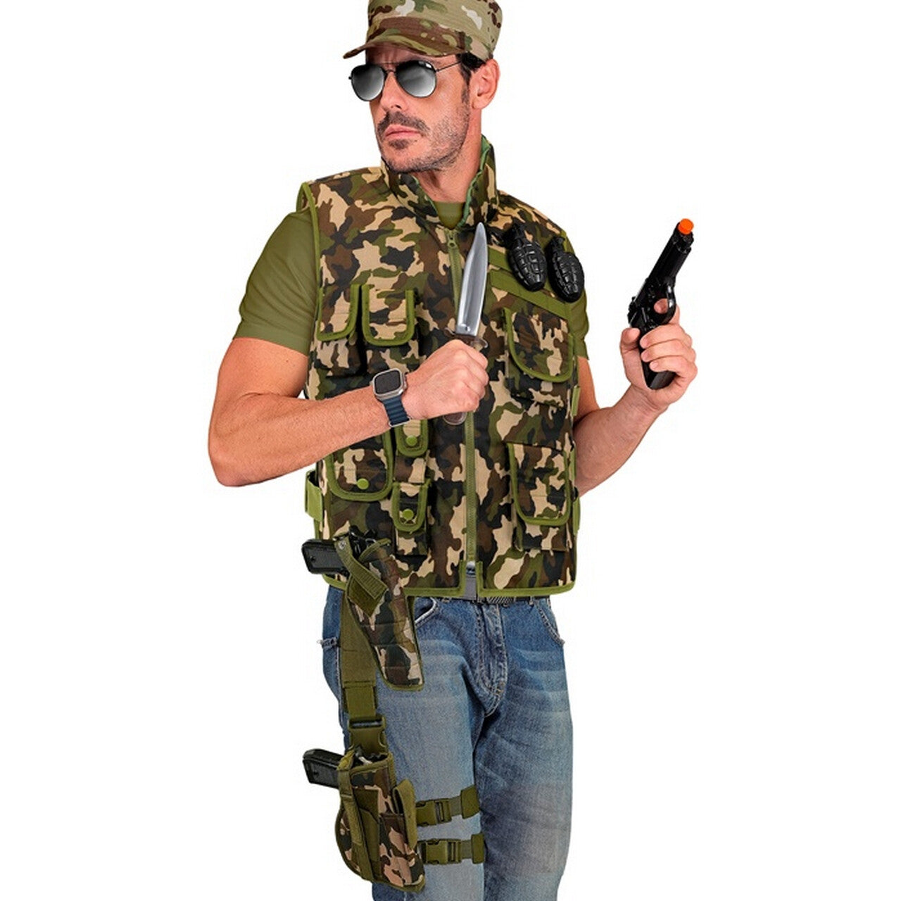 Op deze afbeelding zie je een Accessoires, van het merk Widmann. Rechter Beenholster Commanco Camo