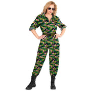 Op deze afbeelding zie je een Kostuums, van het merk Widmann. Straaljagerpiloot Top Gunner Roze Camo Vrouw Kostuum