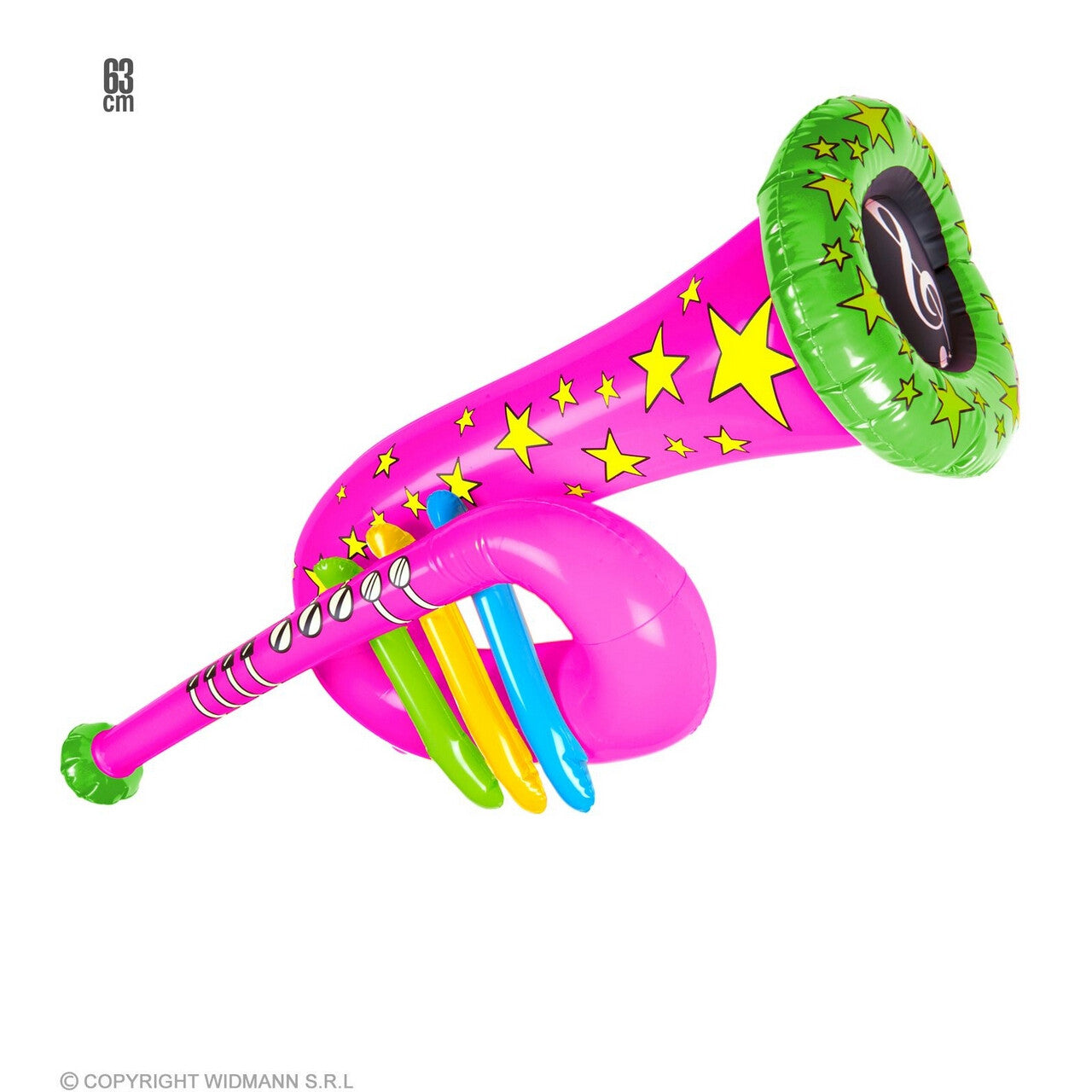 Op deze afbeelding zie je een Accessoires, van het merk Widmann. Opblaasbare Tuba Roze