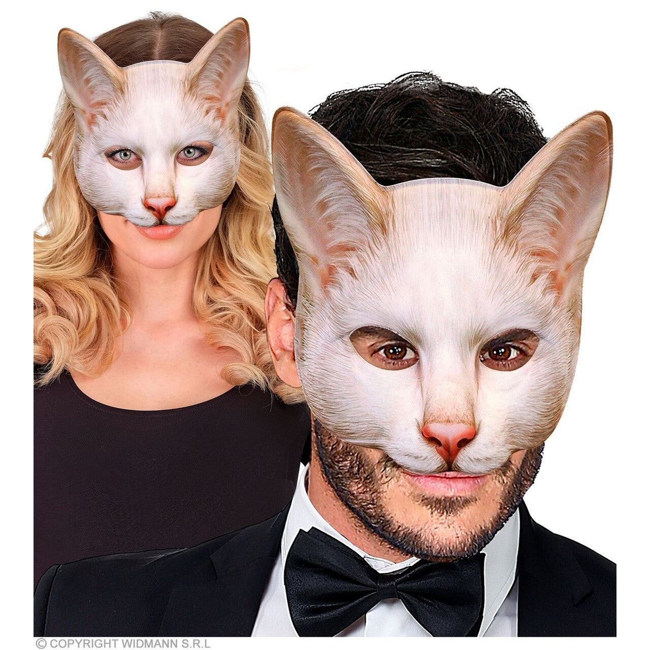 Op deze afbeelding zie je een Accessoires, van het merk Widmann. Masker Witte Kat