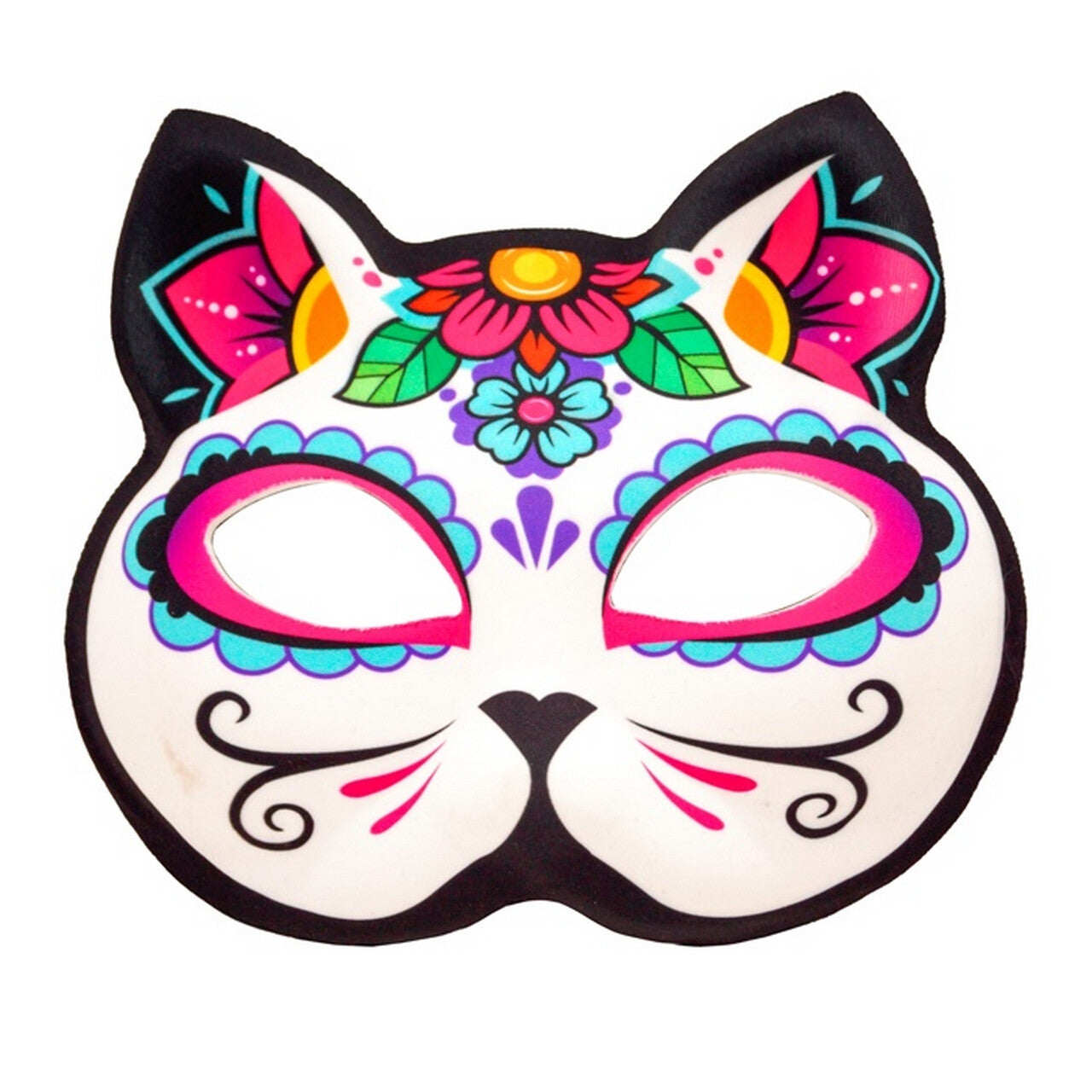 Op deze afbeelding zie je een Accessoires, van het merk Widmann. Masker Day Of The Dead Kat