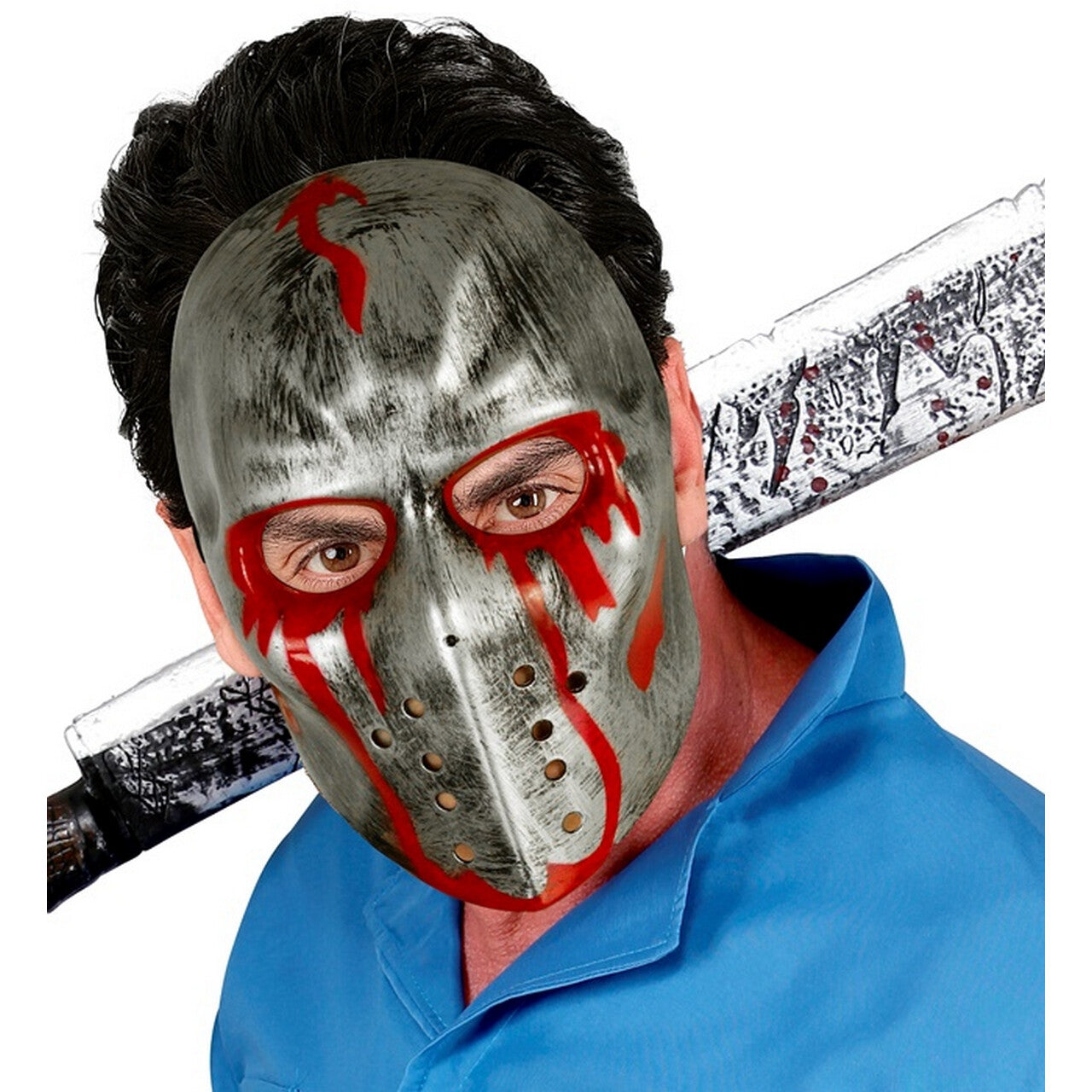 Op deze afbeelding zie je een Accessoires, van het merk Widmann. IJshockey Masker Jason Zilver