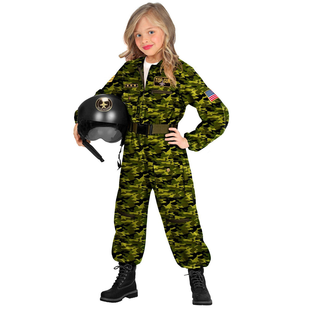 Op deze afbeelding zie je een Kostuums, van het merk Widmann. Straaljager Piloot Top Gun Kind Kind Kostuum