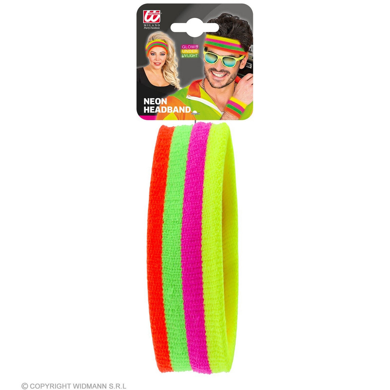 Op deze afbeelding zie je een Accessoires, van het merk Widmann. Zweetband Werkhard Neon Multicolor