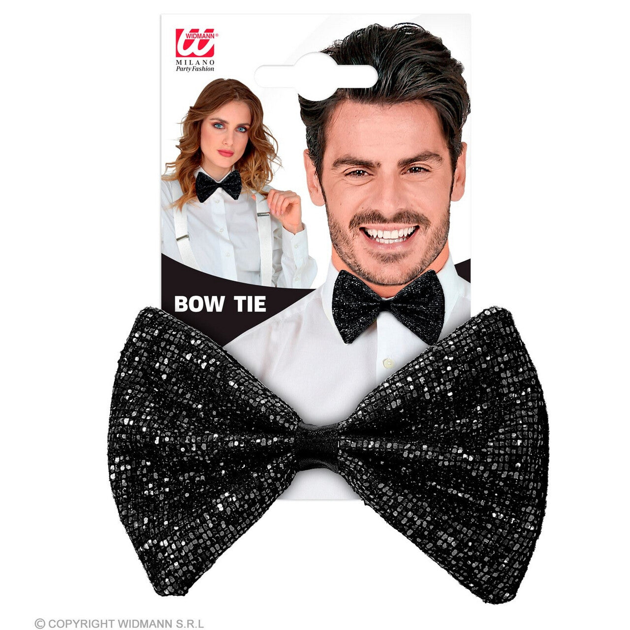 Op deze afbeelding zie je een Accessoires, van het merk Widmann. Schitterende Glinster Vlinderdas Zwart
