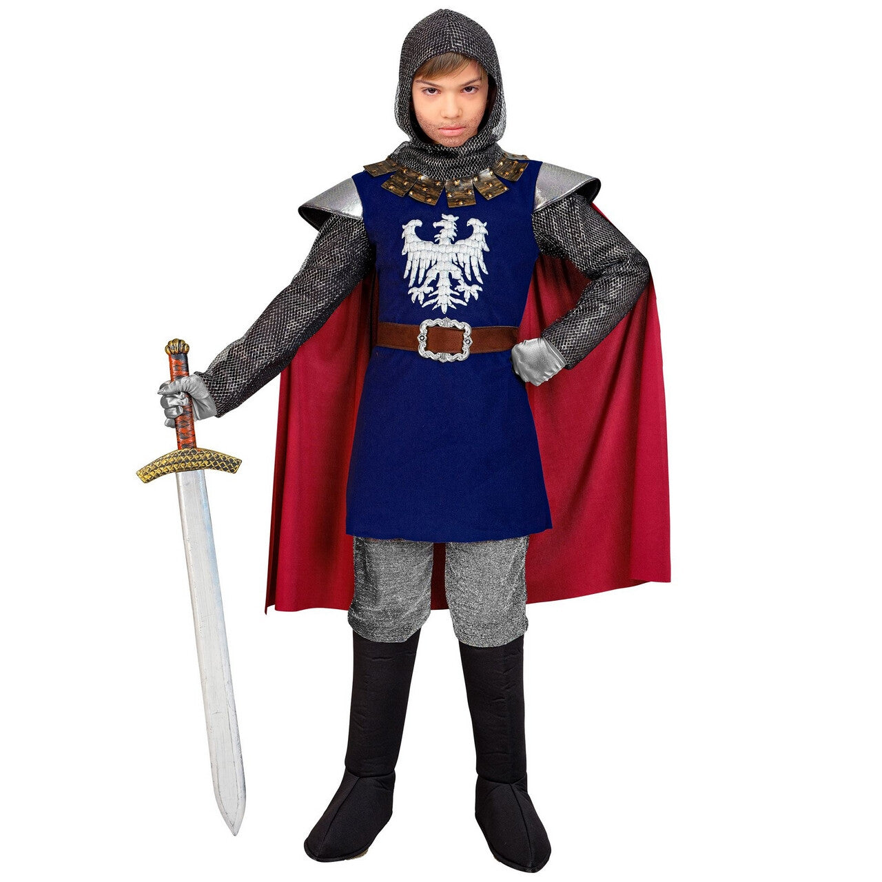 Op deze afbeelding zie je een Kostuums, van het merk Widmann. Ridder Van Blauw Adelaarshorst Kind Kostuum