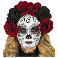 Tag Der Toten Maske Mit Dunkelroten Rosen