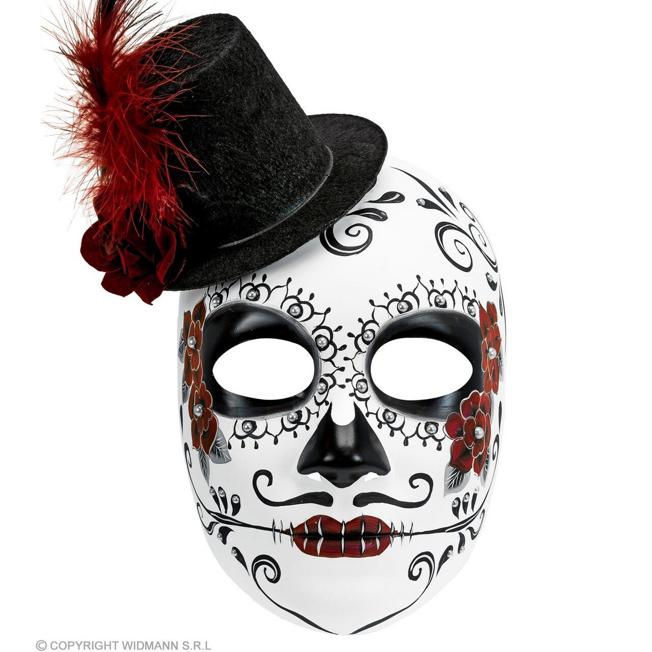 Op deze afbeelding zie je een Accessoires, van het merk Widmann. Masker Dag Van De Doden Met Hoed