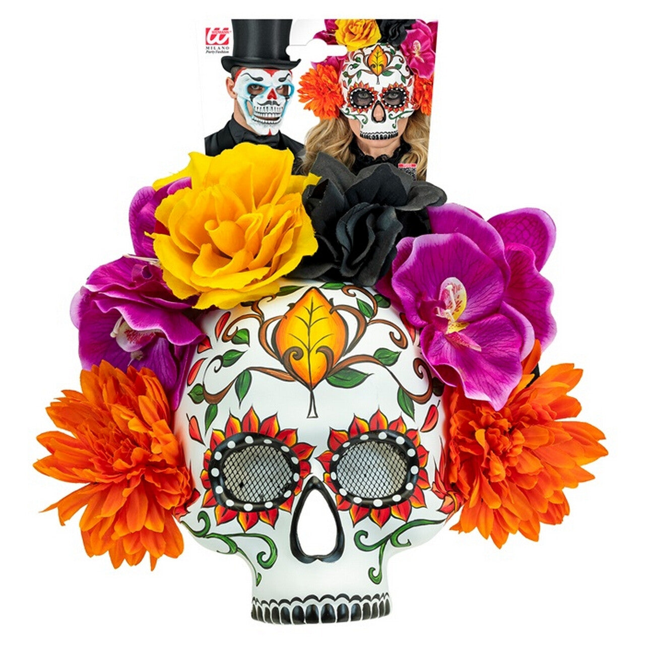 Op deze afbeelding zie je een Accessoires, van het merk Widmann. Masker Des Doods Met Bloemen
