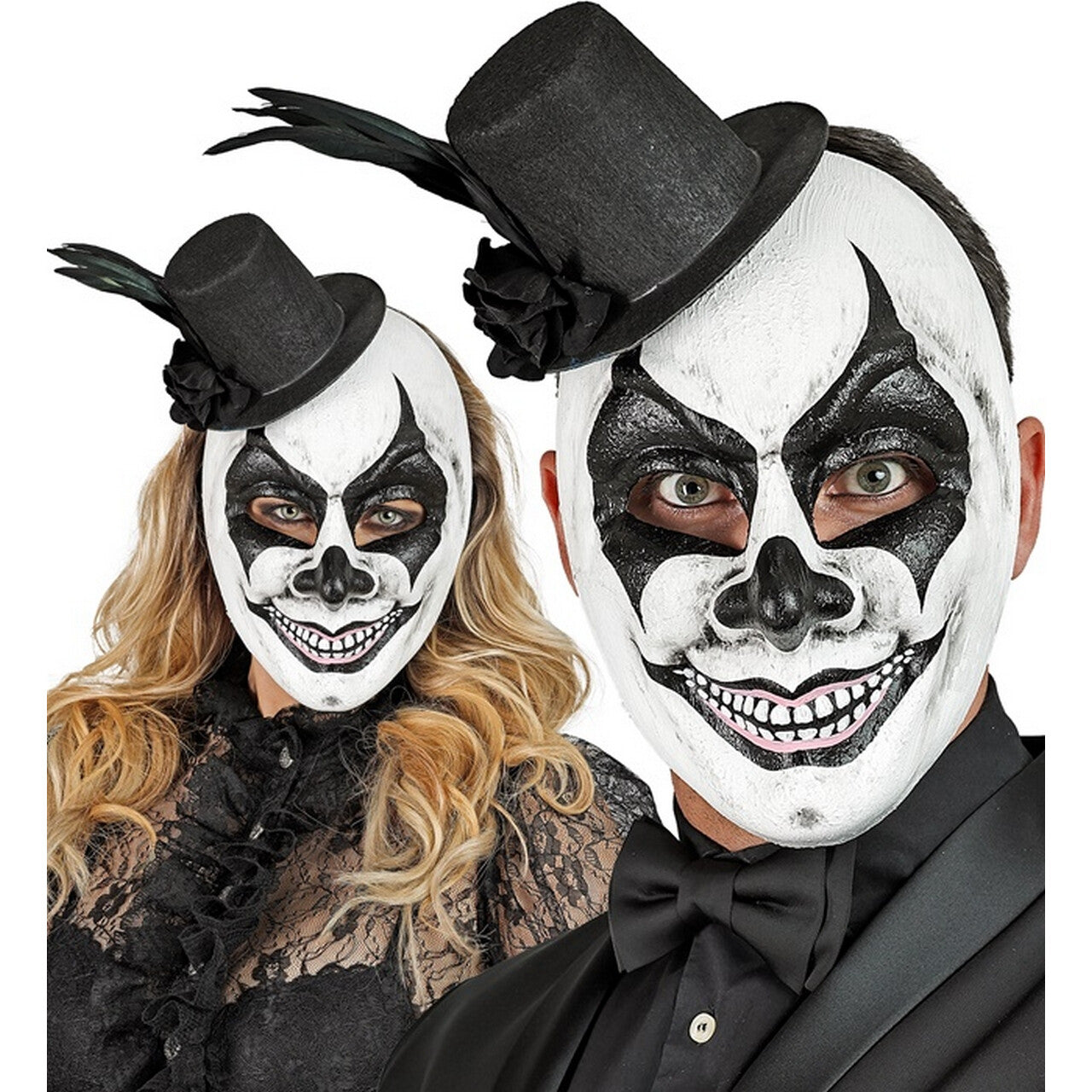 Op deze afbeelding zie je een Accessoires, van het merk Widmann. Masker Evil Man Met Hoed