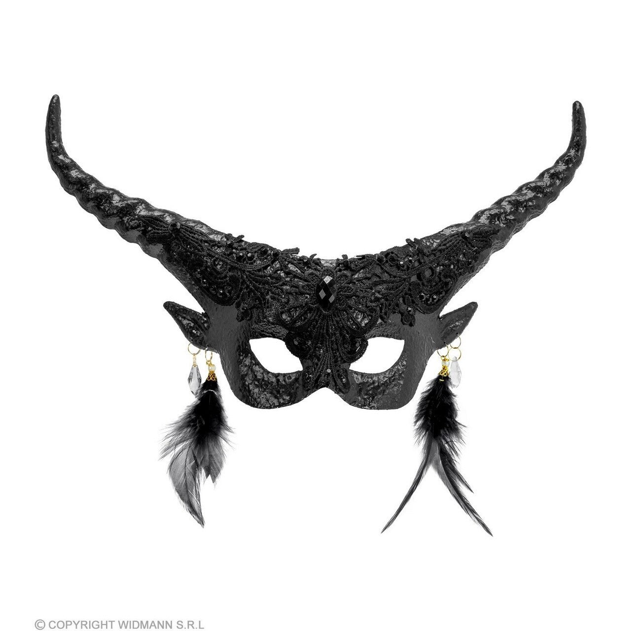 Op deze afbeelding zie je een Accessoires, van het merk Widmann. Oogmasker Voodoo Duivel Met Hoorns