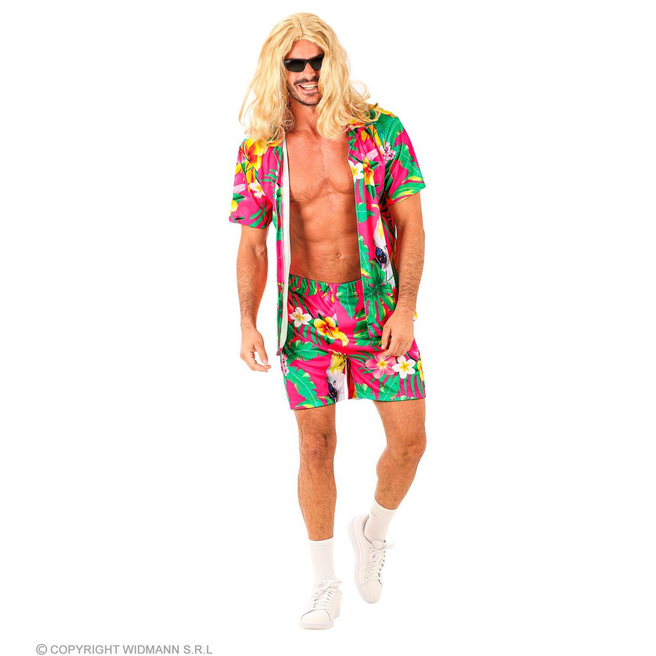 Op deze afbeelding zie je een Kostuums, van het merk Widmann. Tropical Summer Heat Roze Man Kostuum