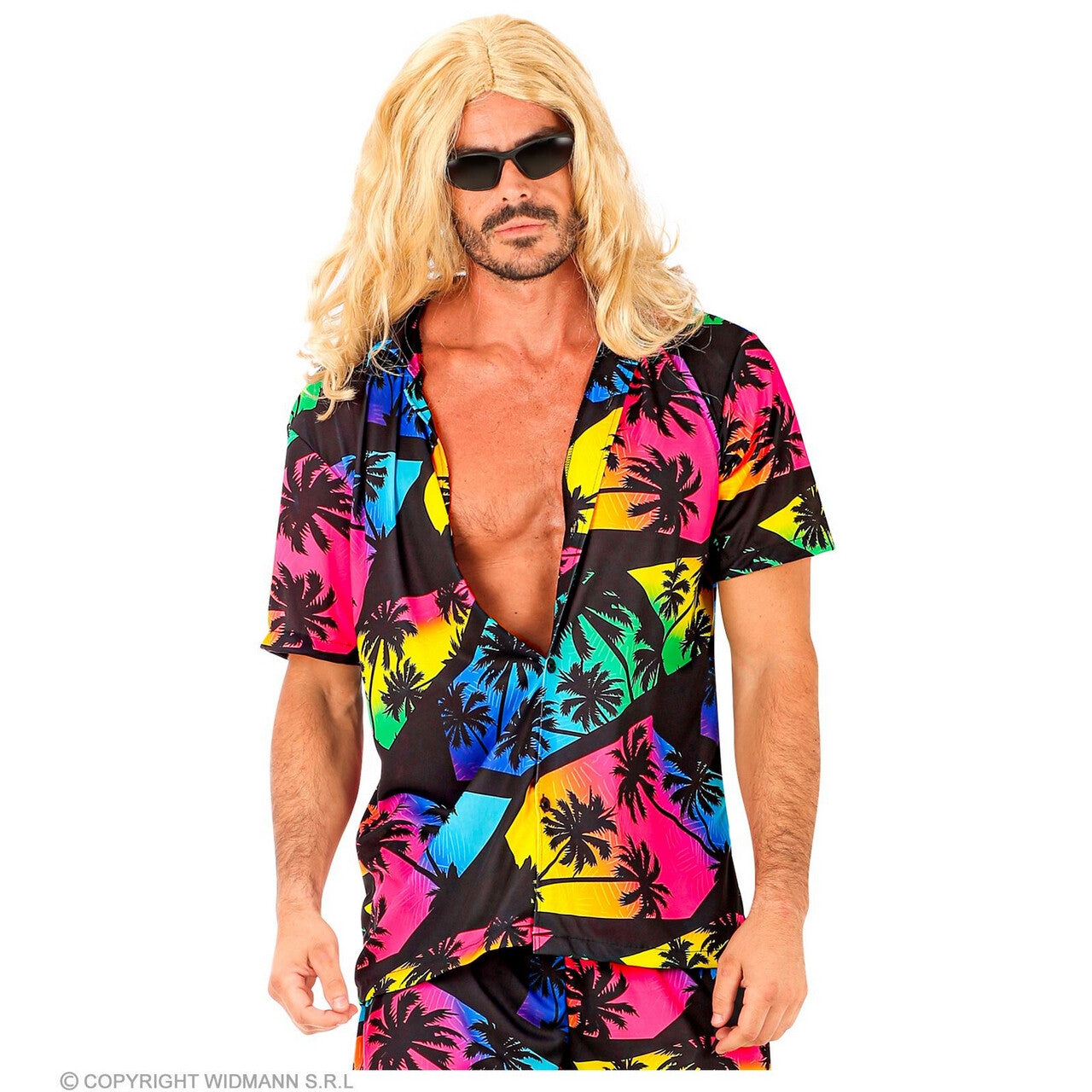 Op deze afbeelding zie je een Kostuums, van het merk Widmann. Summer Sunset Palmtree Shirt Man