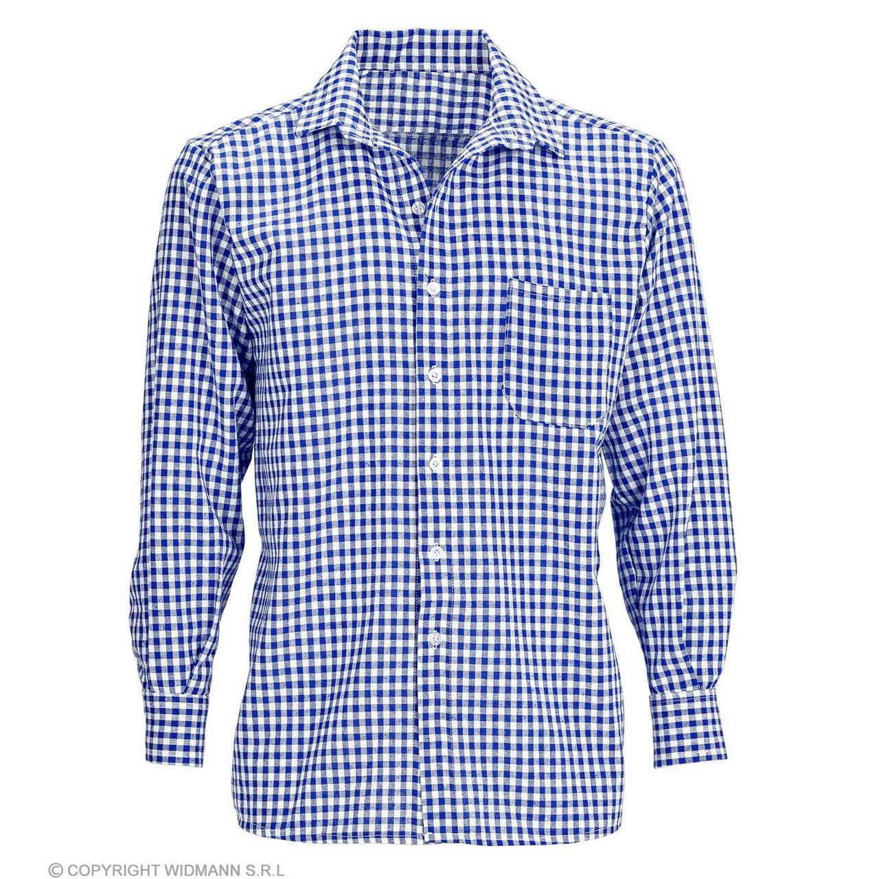 Op deze afbeelding zie je een Kostuums, van het merk Widmann. Blokjesblouse Blauw / Wit Geblokt Man