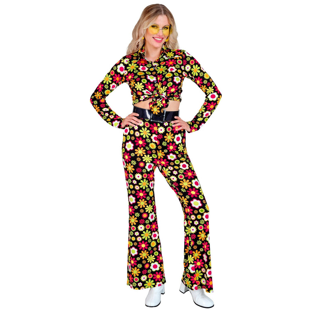 Op deze afbeelding zie je een Kostuums, van het merk Widmann. Flower Dance Broek Super 60s Vrouw