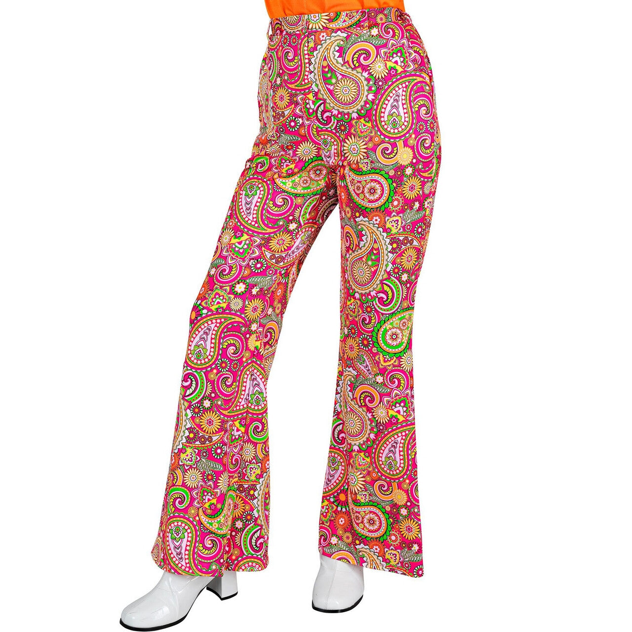 Op deze afbeelding zie je een Kostuums, van het merk Widmann. So Into The 60s Broek Paidge Paisley Vrouw