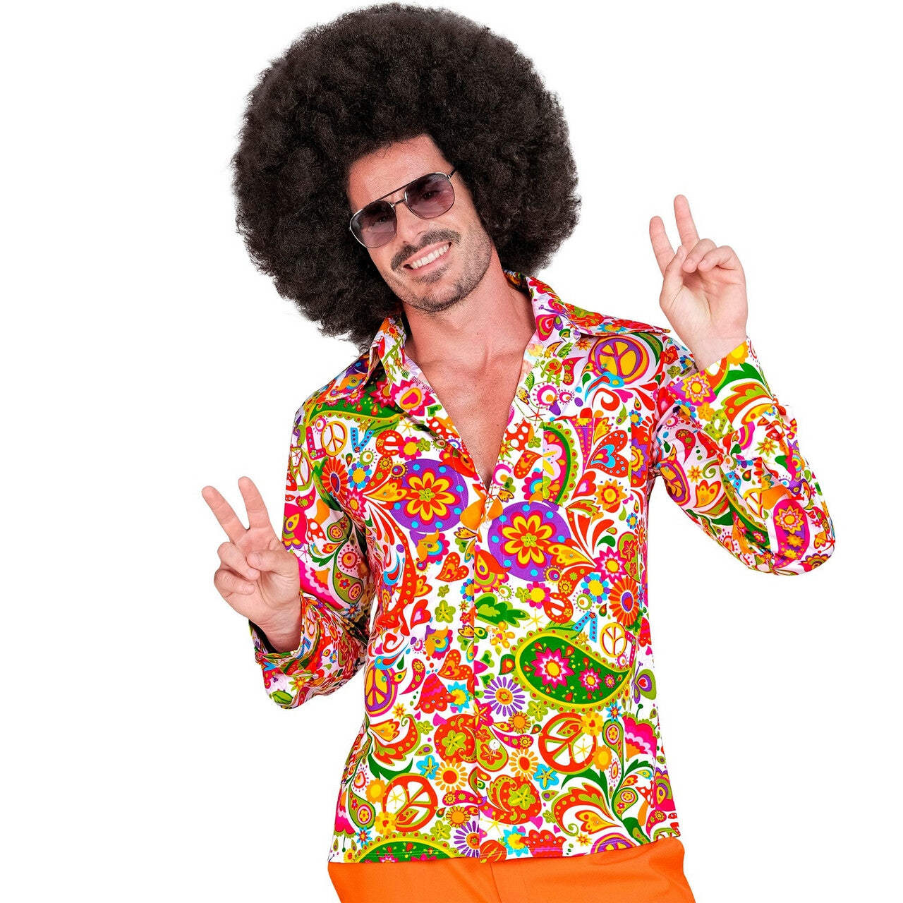 Op deze afbeelding zie je een Kostuums, van het merk Widmann. Super 60s Peace And Flower Overhemd Man