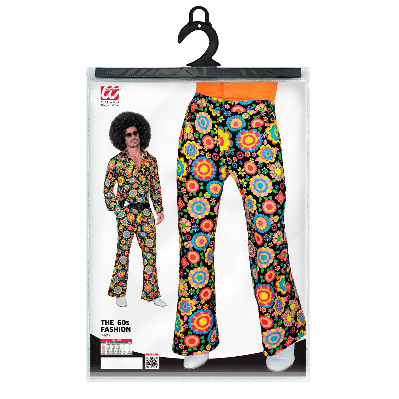 Op deze afbeelding zie je een Kostuums, van het merk Widmann. So Into The 60s Flower Love Wijde Pijpen Broek Man